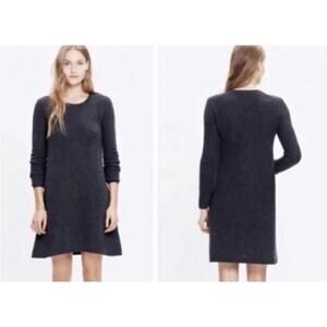 MADEWELL Walkway Wool Sweater Dress Womens XS ALine Gray Long Sleeve Merino Wool